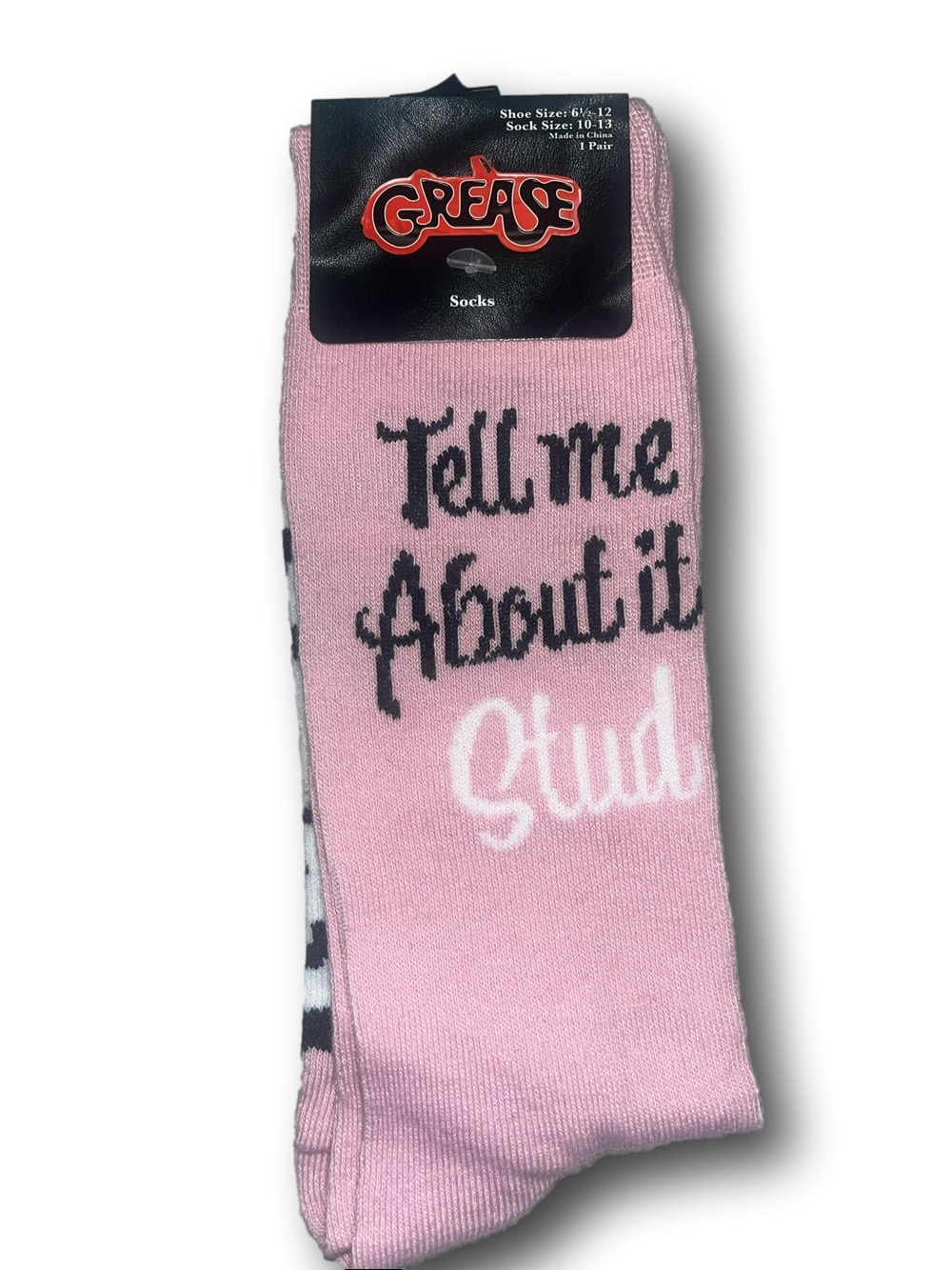 Grease Pink 'Tell Me About It, Stud” Novelty Socks